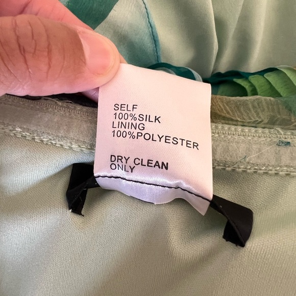 Tadashi Shoji 100% Silk Flowy Abstract Strapless Grown Size 14 - Picture 15 of 15